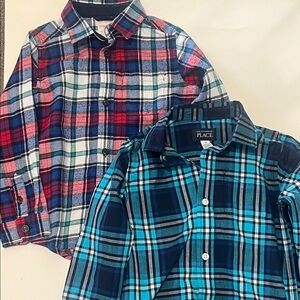 The Children's Place Plaid Button-Down Shirts - Blue, Teal & Red